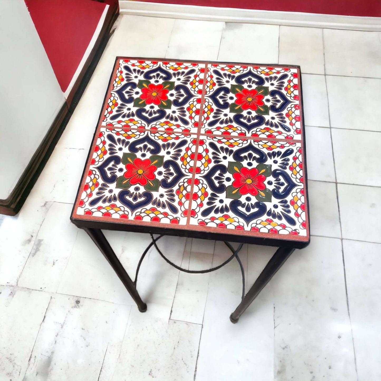 Mexican Accent End Table - Talavera Tile Design