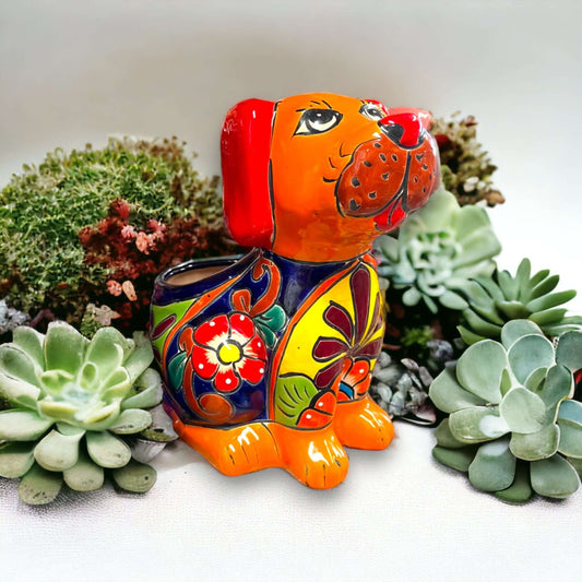 Mexican Handmade Dog Planter: Colorful & Unique