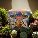 Hand-Painted Frida Kahlo Talavera Pot | Mexican Folk Art Planter - hand-painted square planter with colorful Frida design and succulents