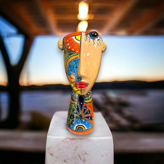 Mexican Talavera Lady Planter - Picasso Style