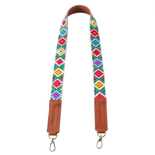Mai Woven Bag Strap - Multi with Leather