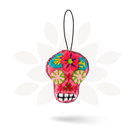Hand-Embroidered Sugar Skull Ornament - Mexico