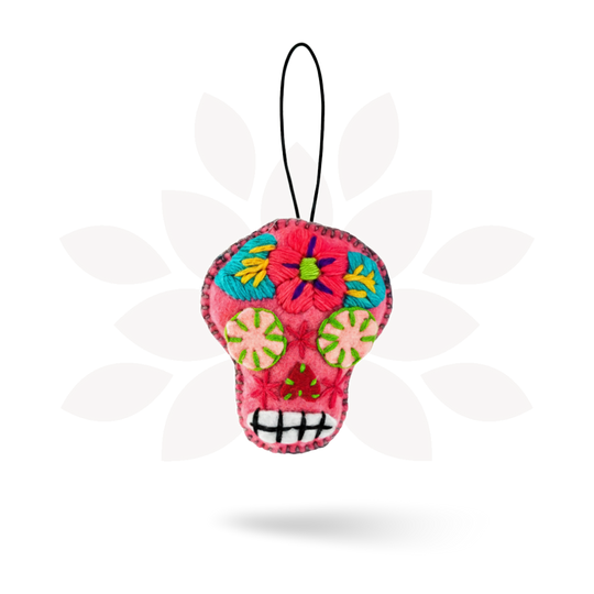 Hand-Embroidered Sugar Skull Ornament - Mexico