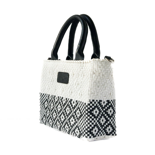 White Small Woven Crossbody Bag