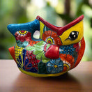 Rare XL Talavera Fish Planter | Hand-Painted Mexican Statue Pottery - hand-painted colorful Talavera fish planter from Guanajuato, lead-free glaze