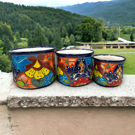 Set of 3 Talavera Flower Pots | Hand-Painted