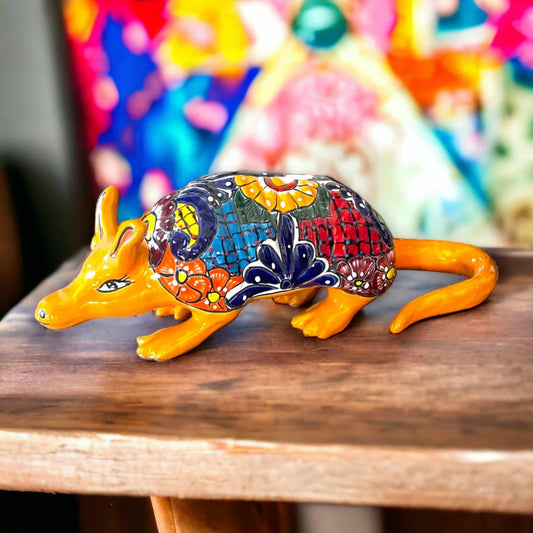 Talavera Armadillo Statue | Hand-Painted Art