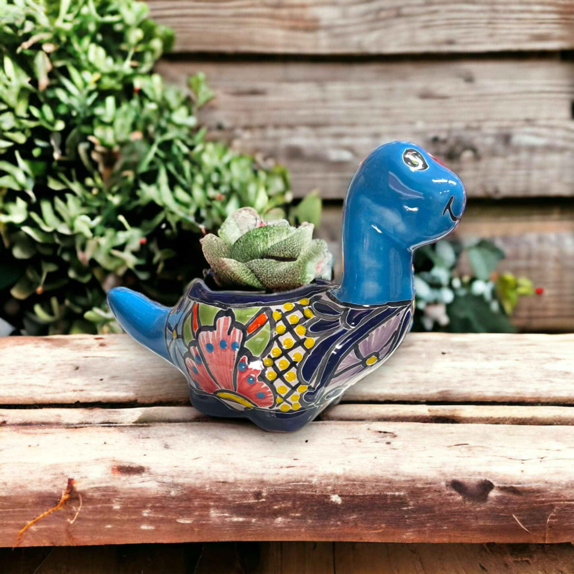 Talavera Brachiosaurus Planter | Colorful Succulent Pot