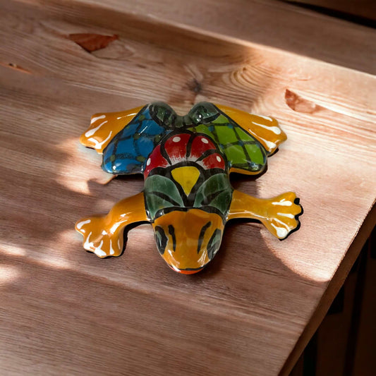 Talavera Frog Figurine - Mexican Decor