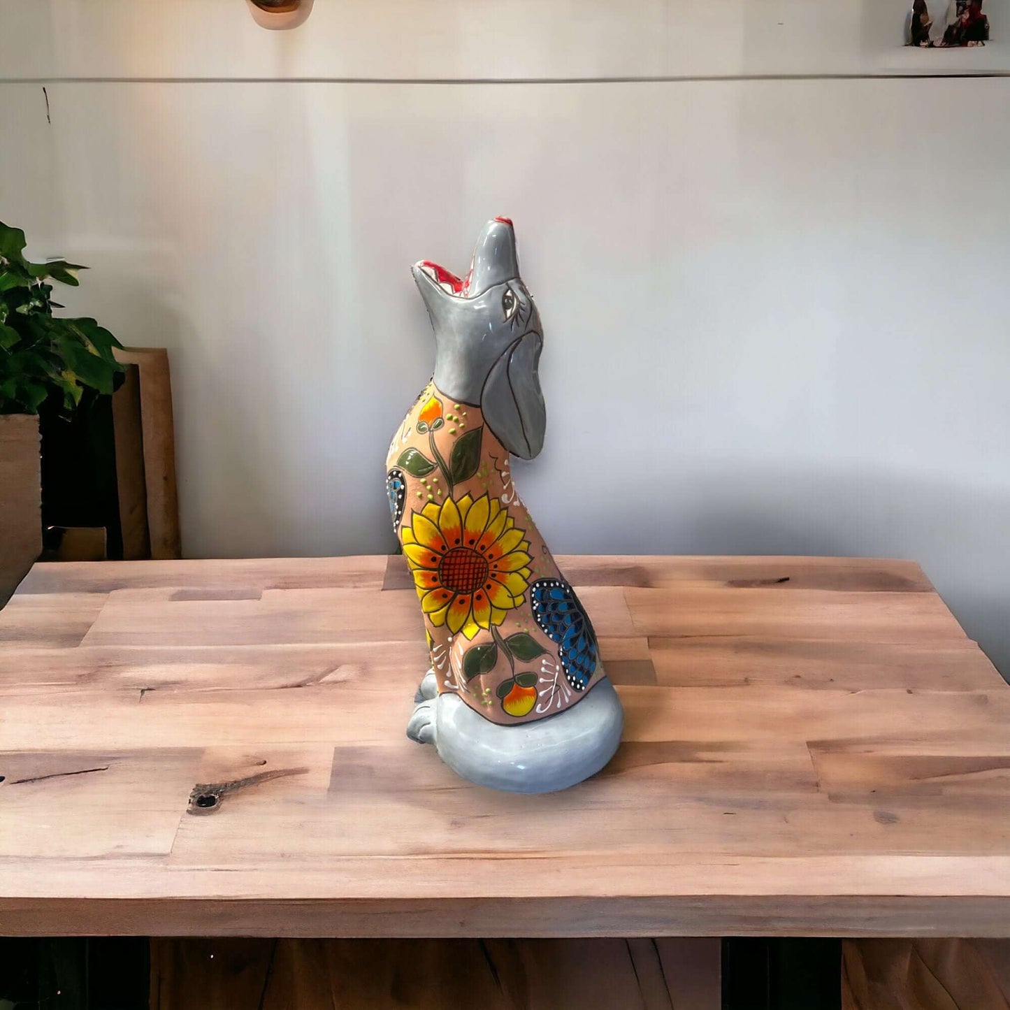 Talavera Howling Coyote Sculpture | Mexican Art