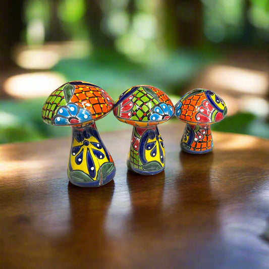 Talavera Mushroom Set | Hand-Painted Decor