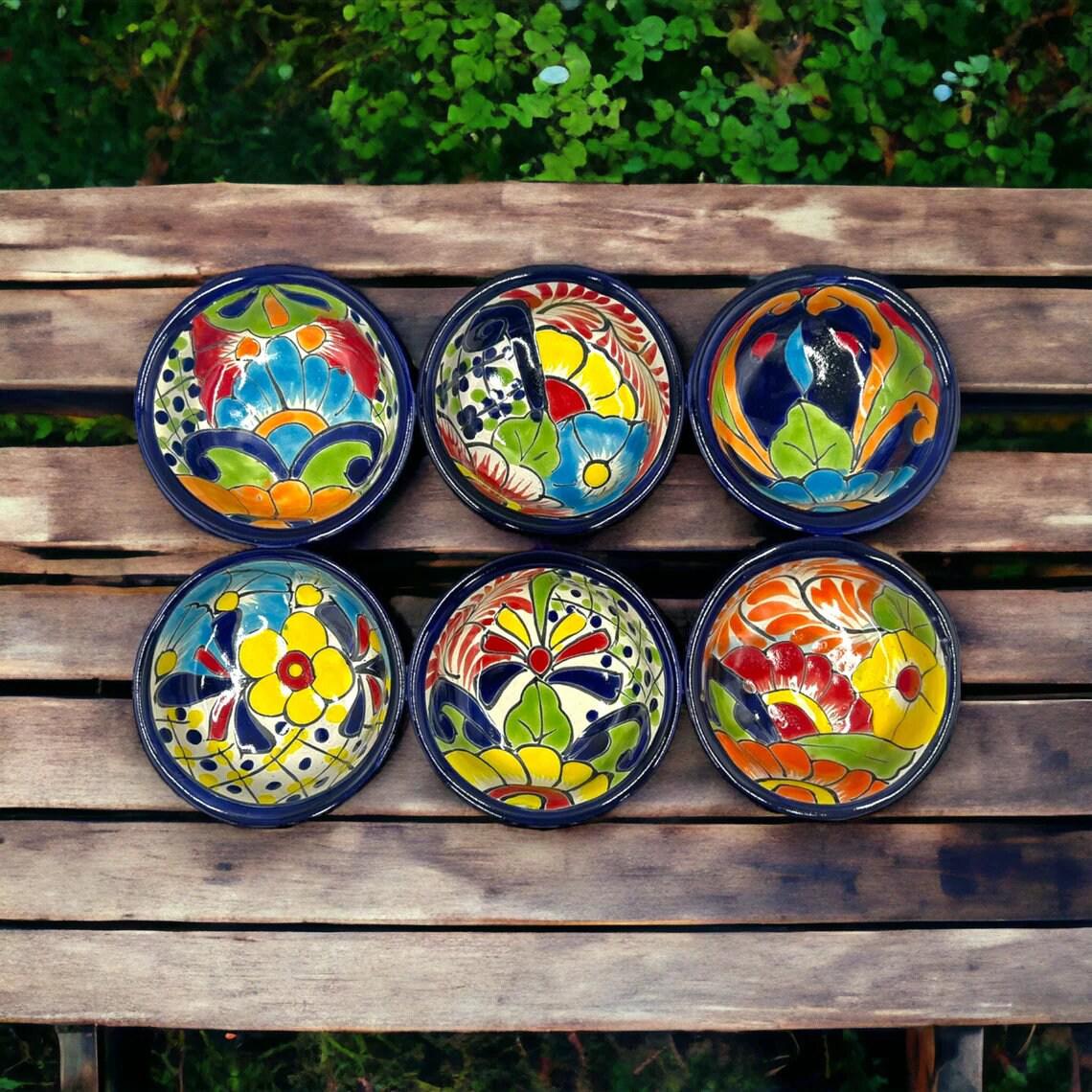 Talavera Sauce Bowls | Mexican Handmade Salsa Bowls (4" Diameter, 1.5" Depth)