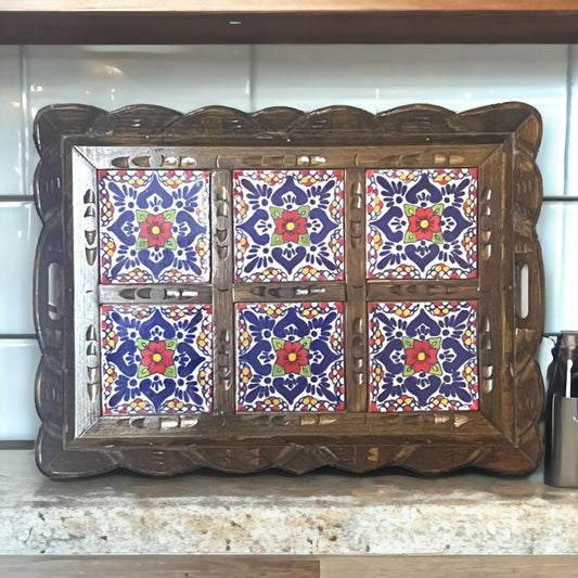 Talavera Tile Serving Tray - Handmade Mexican Craft