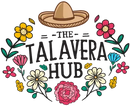 Logo of 'The Talavera Hub' with a sombrero and colorful flowers on a white background
