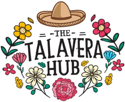 Logo of The Talavera Hub with flowers and a sombrero on a white background