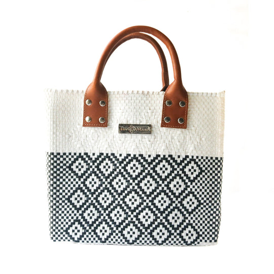 White Large Woven Crossbody Bag - Leather