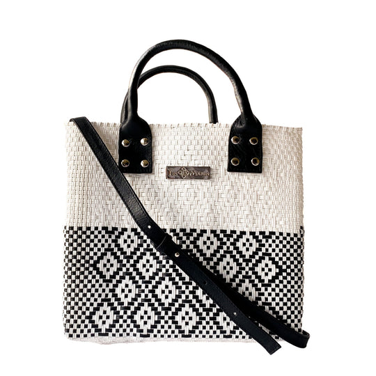 White Large Woven Crossbody Bag - Leather
