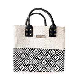 White Large Woven Crossbody Bag - Leather