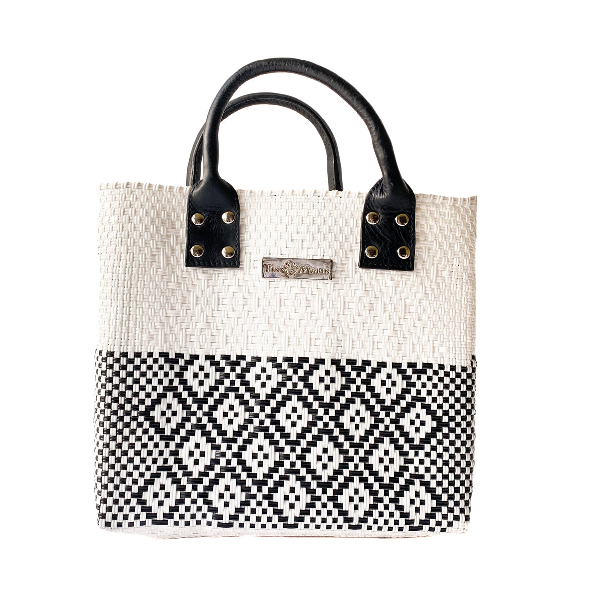 White Large Woven Crossbody Bag - Leather