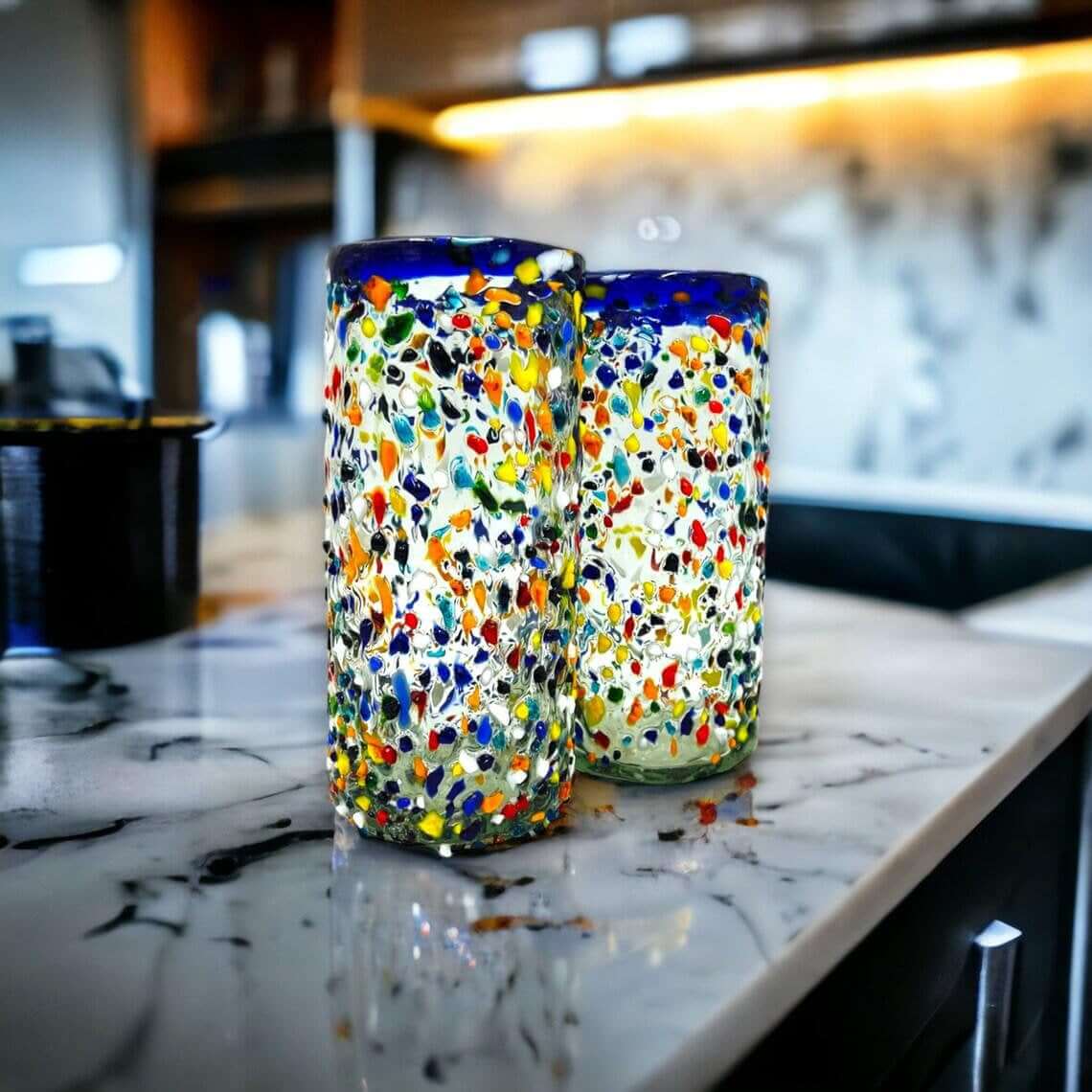 Vibrant Hand-Blown Mexican Glass | Colorful Tumbler