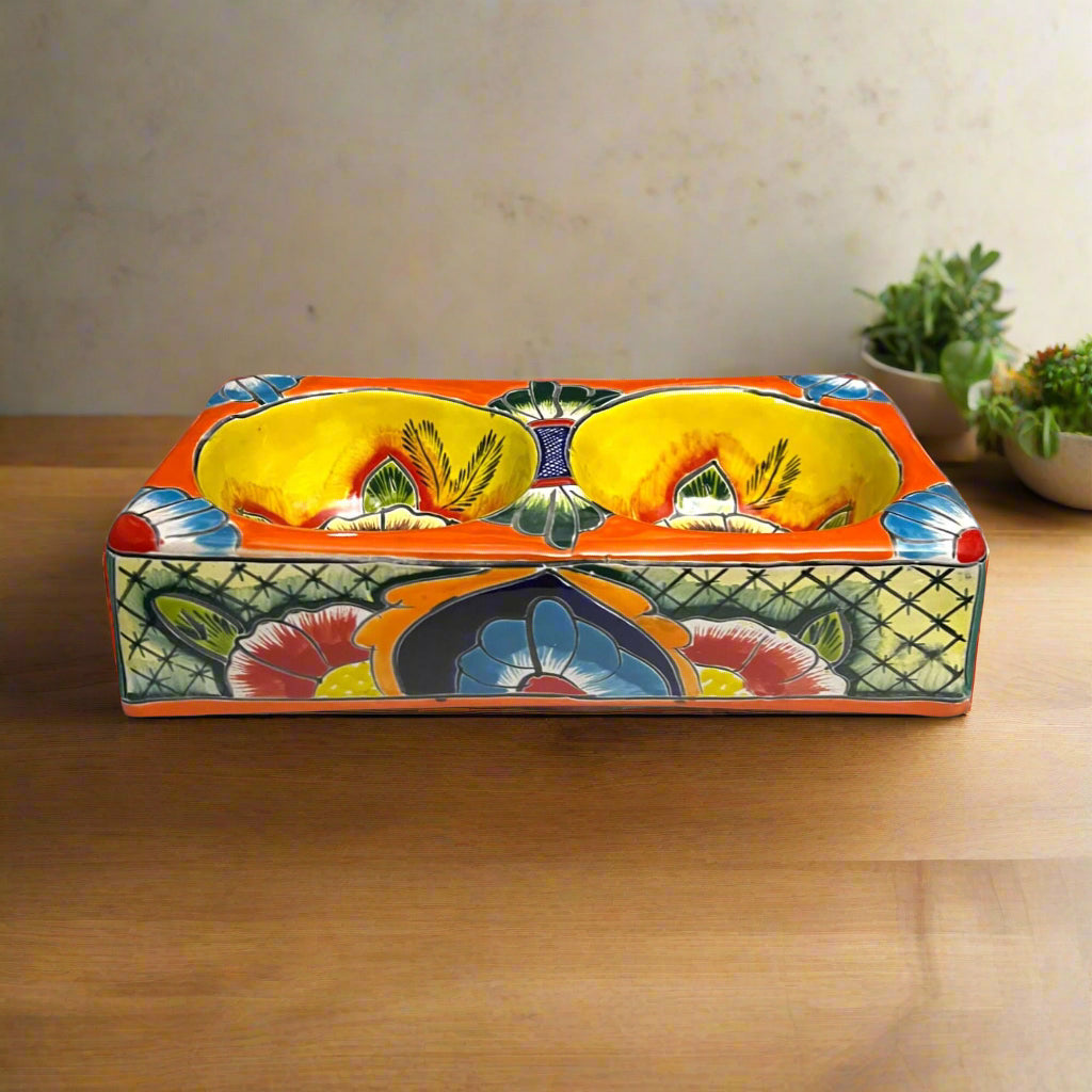 Vibrant Talavera Dog Bowl - Mexican Craftsmanship