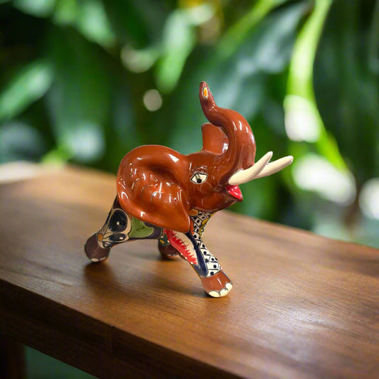 Vibrant Talavera Elephant Statue | Handmade Art