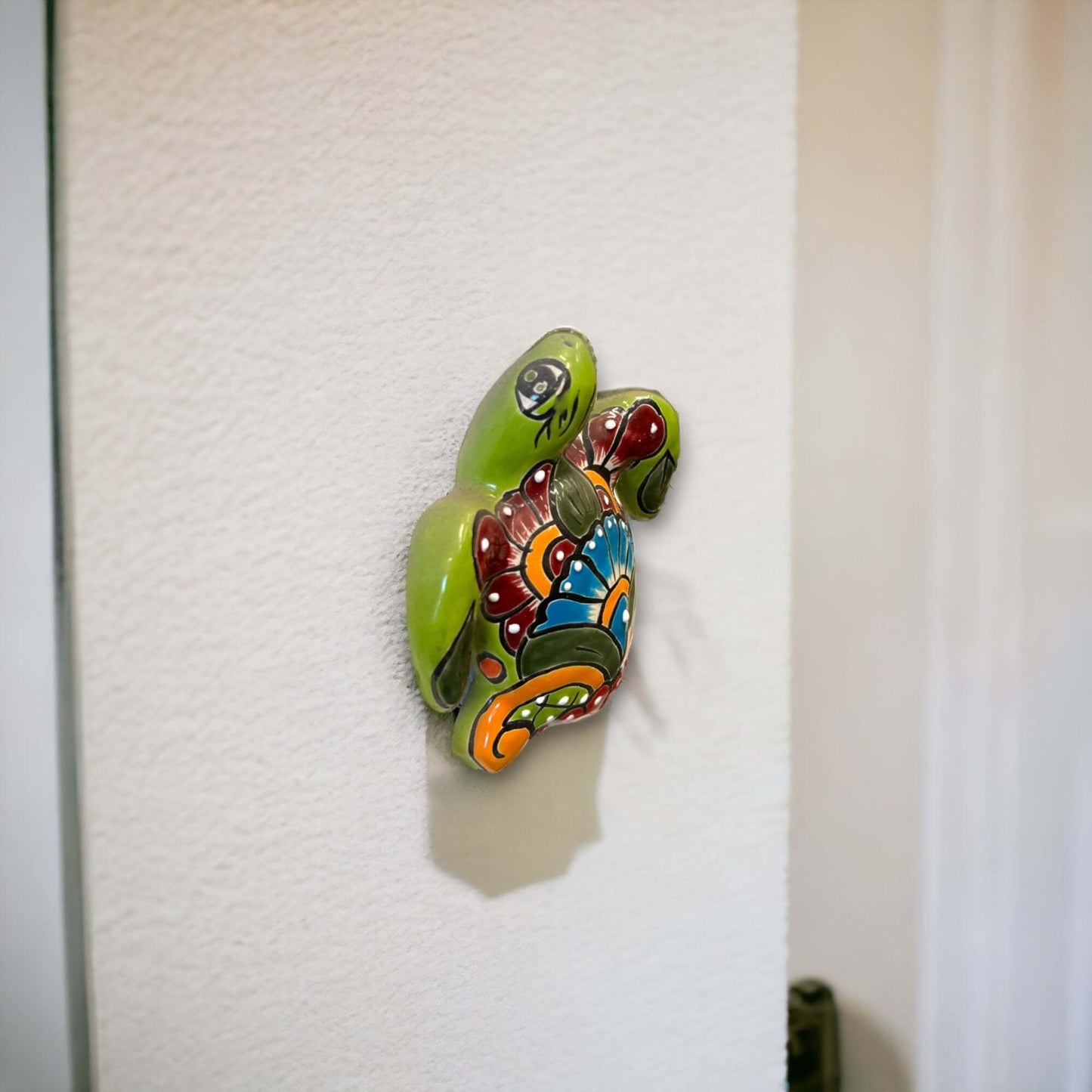 Hand-Painted Talavera Sea Turtle Sculpture