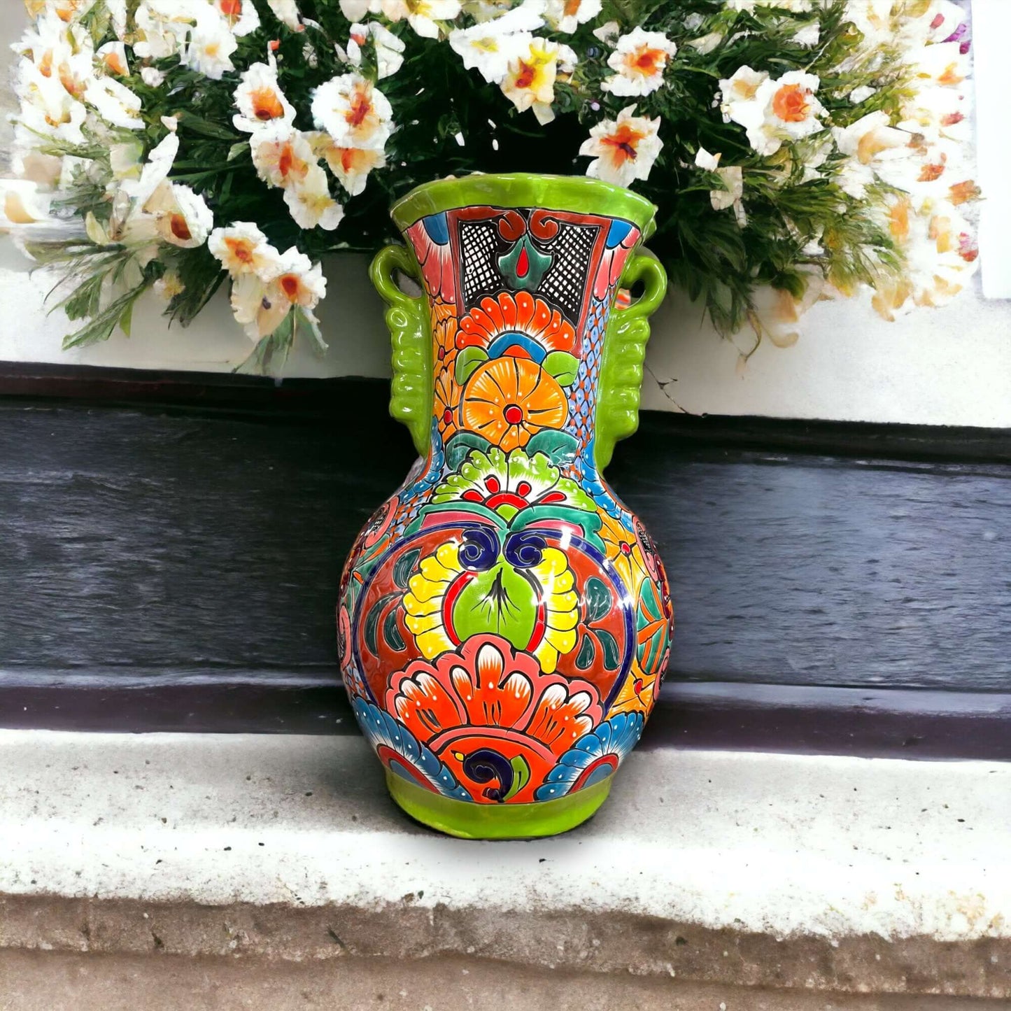 Vibrant Talavera Vase | Mexican Pottery