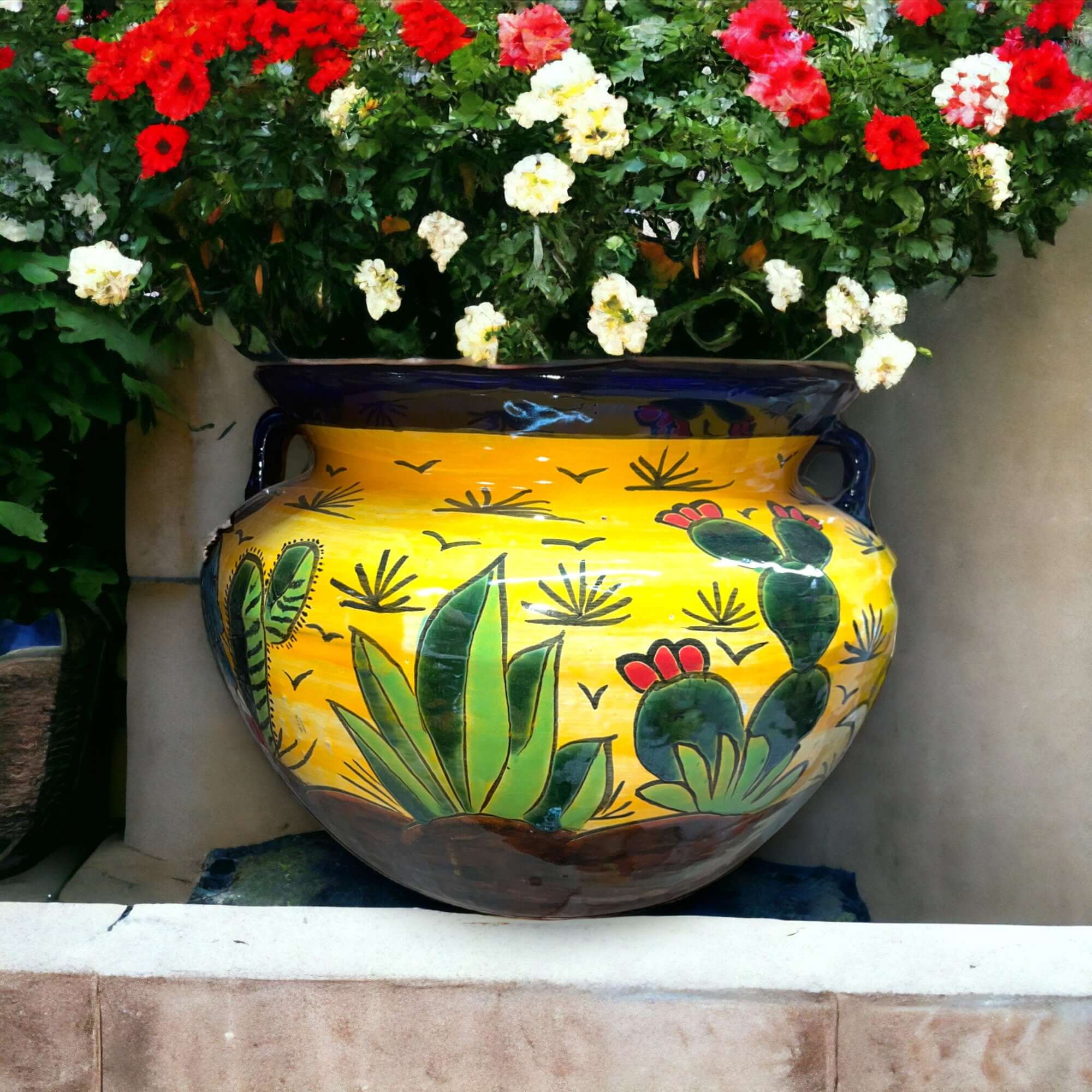 XL HUGE Handmade Talavera Flower Pot | Vibrantly Painted Mexican Planter