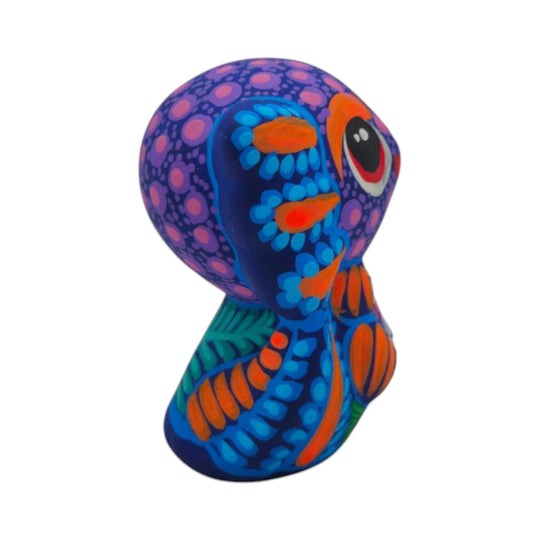 Alebrije Axolotl Figurine | Hand-Painted Mexican Folk Art in vibrant colors with intricate details.