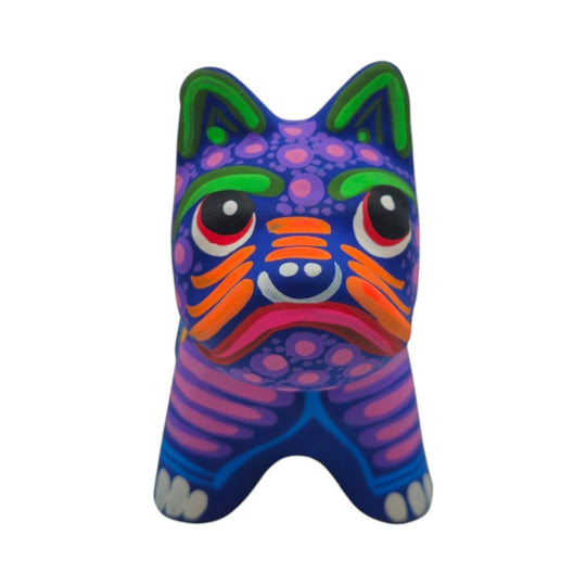 Alebrije Bulldog Figurine | Colorful Floral Design, ceramic with vibrant colors and floral patterns.