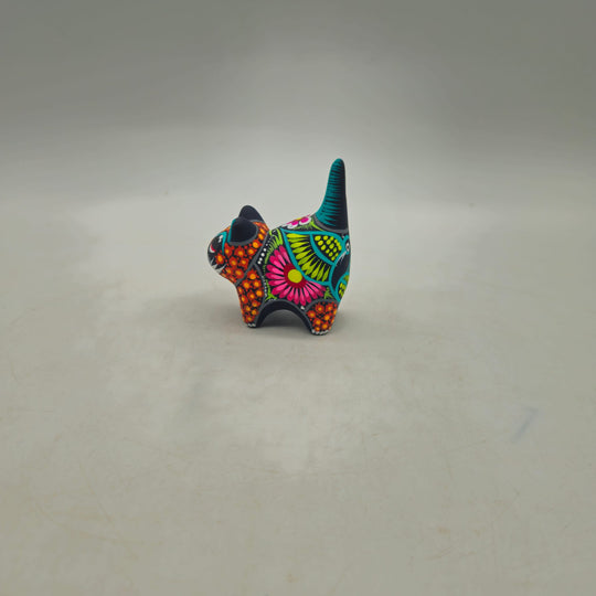 Alebrije Cat Figurine — TGH-6751; actual product against its original background.
