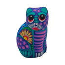 Alebrije Cat Figurine | Hand-Painted Mexican Folk Art in vibrant colors and intricate patterns.