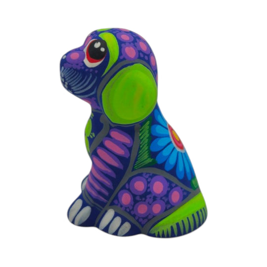 Alebrije Dog Figurine | Hand-Painted Folk Art showcasing vibrant colors and intricate designs, perfect for home decor.