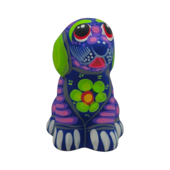 Alebrije Dog Figurine | Hand-Painted Folk Art featuring vibrant colors and intricate designs.