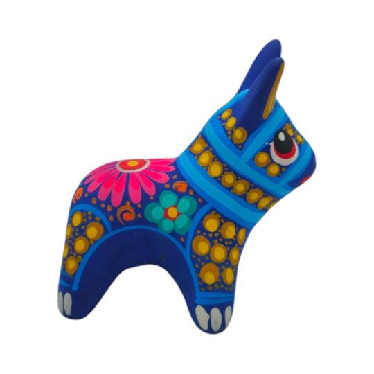 Alebrije Donkey Figurine | Hand-Painted Mexican Folk Art showcasing vibrant colors and intricate designs.