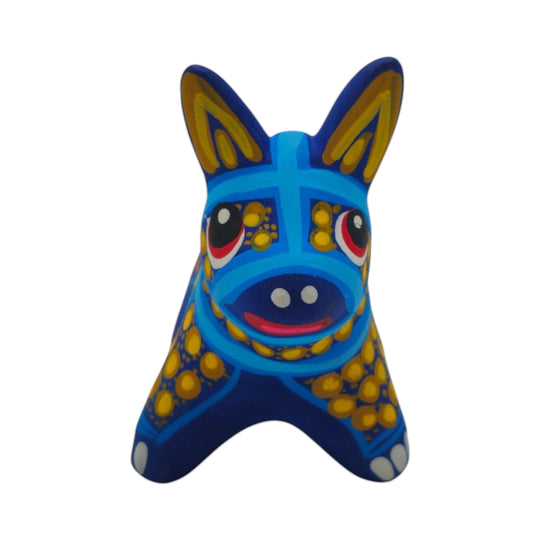 Alebrije Donkey Figurine | Hand-Painted Mexican Folk Art showcasing vibrant colors and intricate designs.