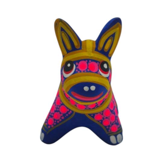 Alebrije Donkey Figurine | Hand-Painted Mexican Folk Art showcasing vibrant colors and intricate details.
