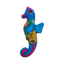 Alebrije Seahorse Figurine | Vibrant Ocean Wall Art, colorful handcrafted seahorse décor with folk-art details.