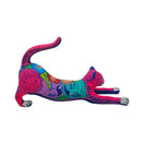Alebrije Stretching Cat Figurine | Colorful Mexican Art - Handcrafted ceramic figurine with vibrant folk-art details.
