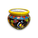 Artisan Talavera Sun Planter | Handmade Mexican Flower Pot - hand-painted sun design, bright yellow rim, colorful floral ceramic planter