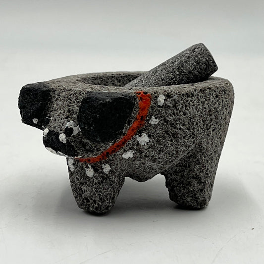 Authentic Mexican Volcanic Stone Mortar and Pestle | Charming Tiny Animal Molcajete (2" Diameter)