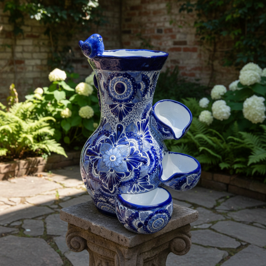 Blue & White Talavera Fountain - lifestyle product view 2