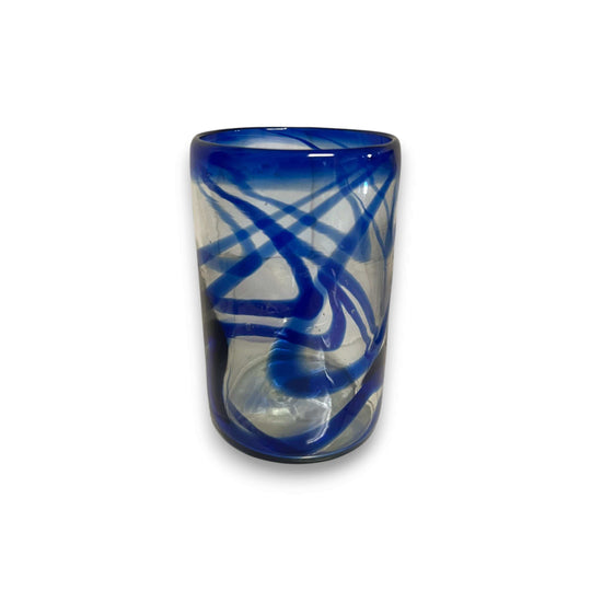 Blue Swirl Hand-Blown Glass | Mexican Drinking Tumbler - hand-blown lead-free cobalt swirl tumbler from Guanajuato, Mexico