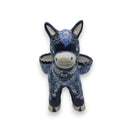 Blue Talavera Donkey Planter | Handcrafted Mexican Pottery - hand-painted blue and white Talavera burro planter with floral patterns