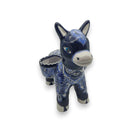 Blue Talavera Donkey Planter | Handcrafted Mexican Pottery - hand-painted blue and white burro ceramic planter with floral Talavera patterns