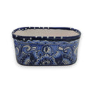 Blue and White Oval Talavera Planter | Mexican Ceramic Pot - handcrafted cobalt blue floral oval planter
