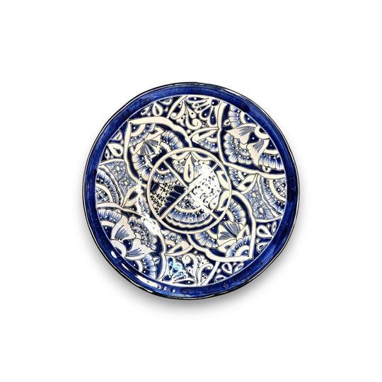 Blue & White Talavera Bird Bath | Mexican Garden Art: handcrafted blue and white Talavera ceramic bird bath with ornate floral motif