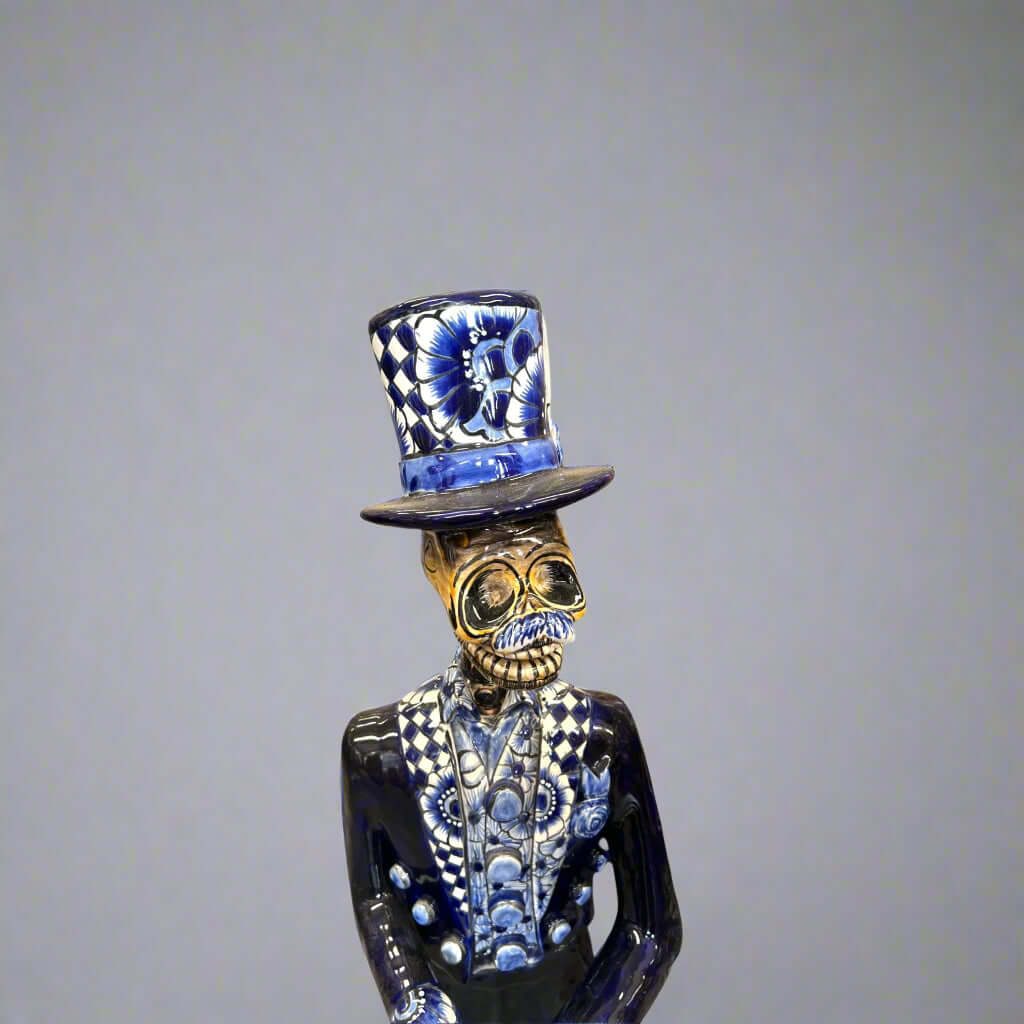 Blue & White Talavera Catrin Statue