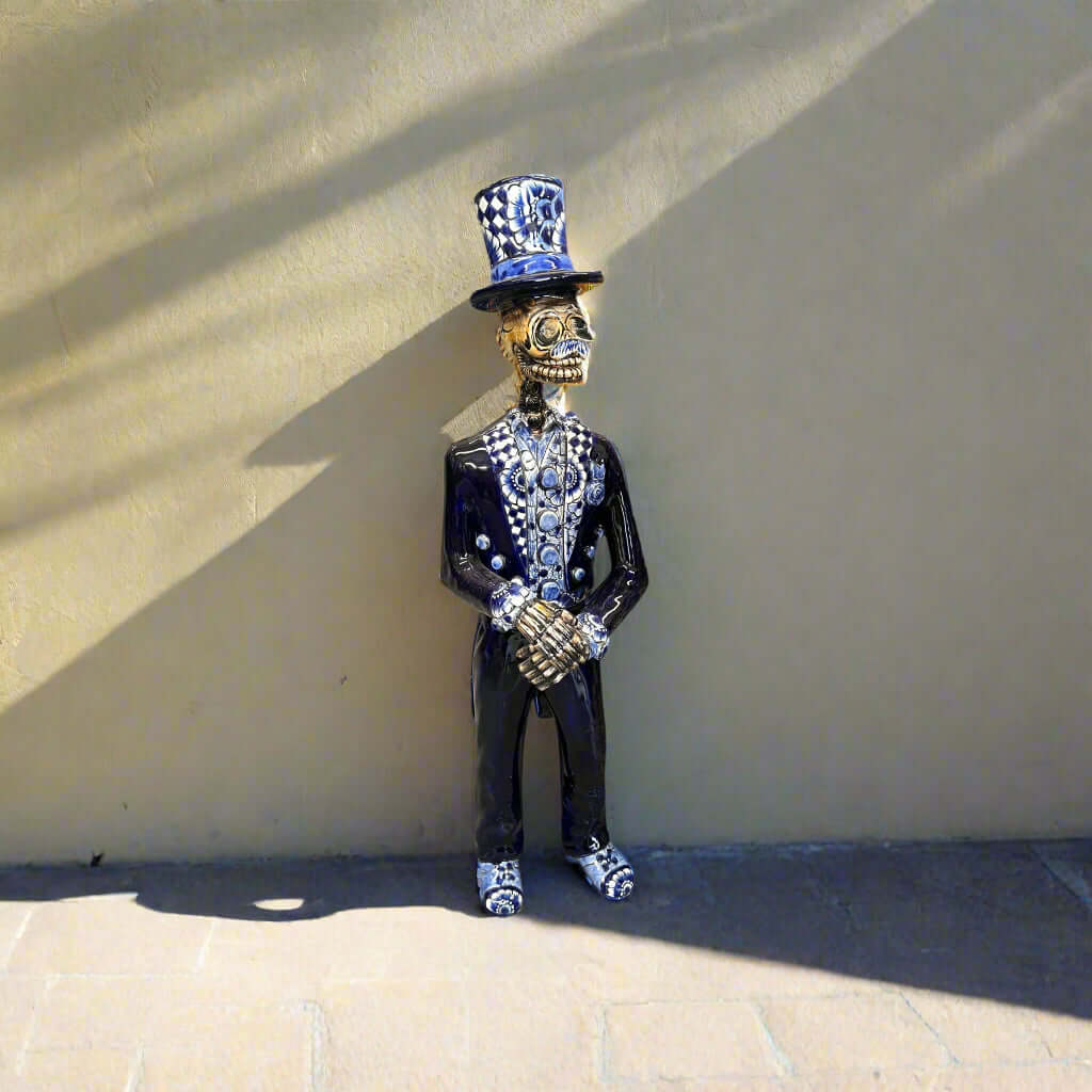 Blue & White Talavera Catrin Statue